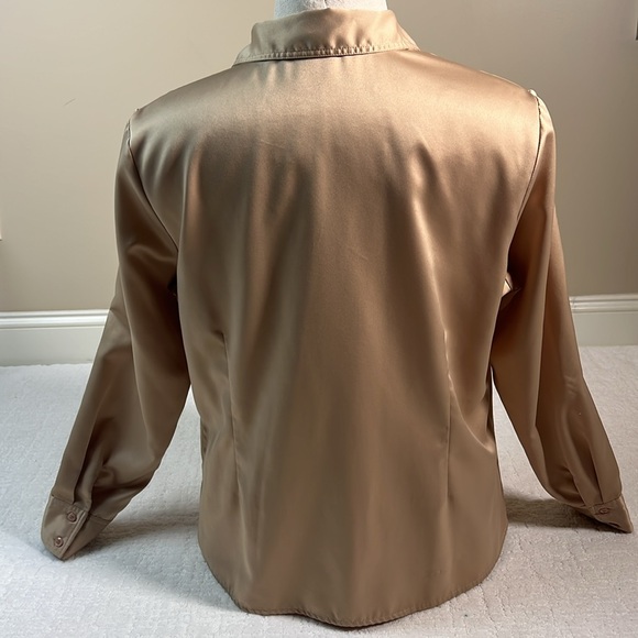 Karen Scott satin classic button down collared long sleeve blouse L - Picture 2 of 7